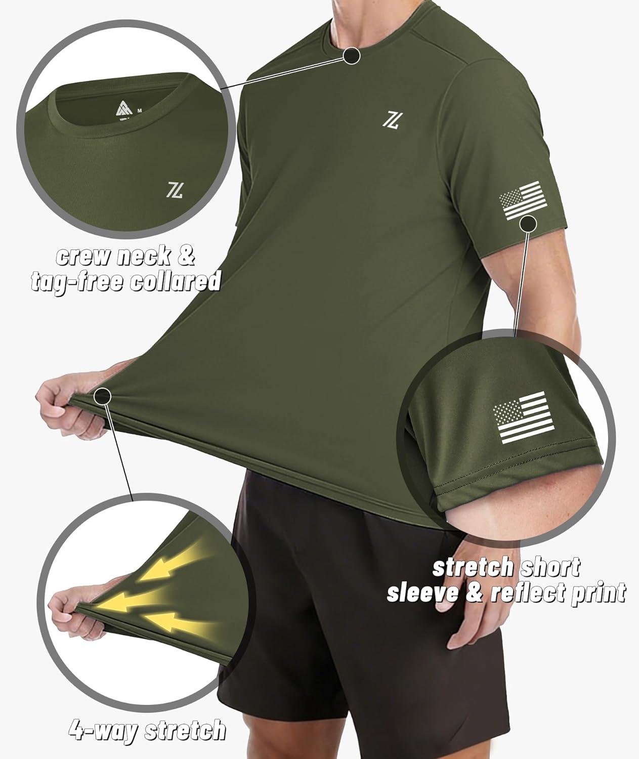 imageZITY Mens Swim Shirt Short Sleeve UPF 50 Sun Protection Fishing Rash Guard TShirts Lightweight Workout Running ShirtsArmy Green