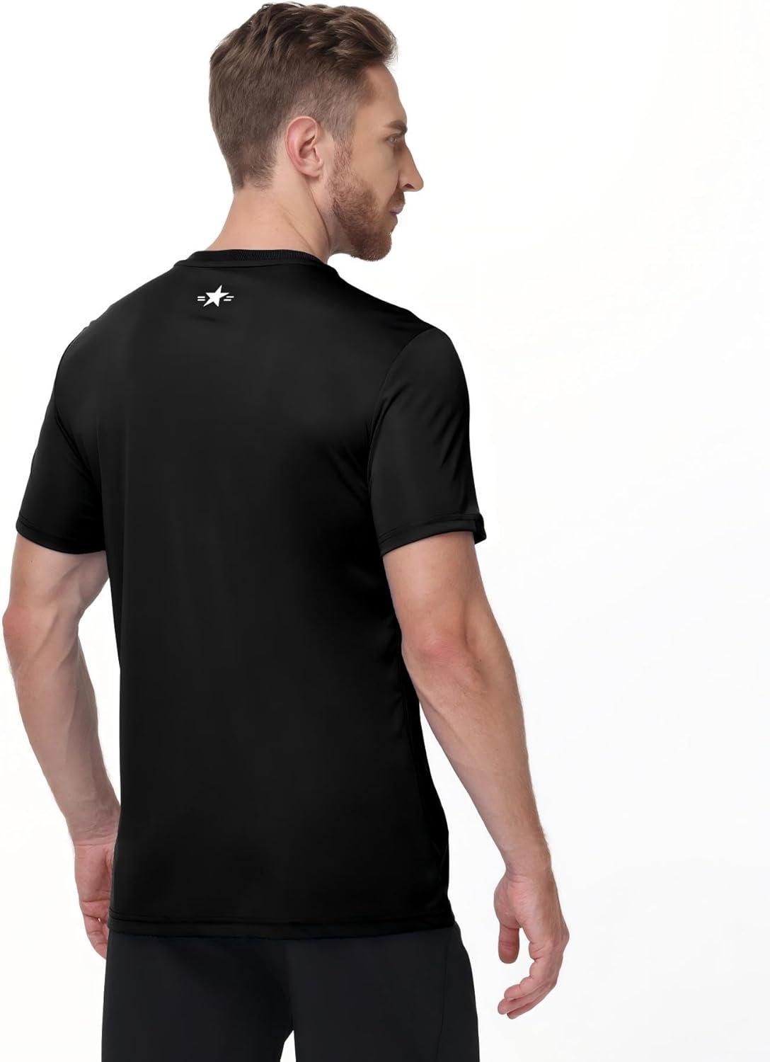 imageZITY Mens Swim Shirt Short Sleeve UPF 50 Sun Protection Fishing Rash Guard TShirts Lightweight Workout Running ShirtsBlack