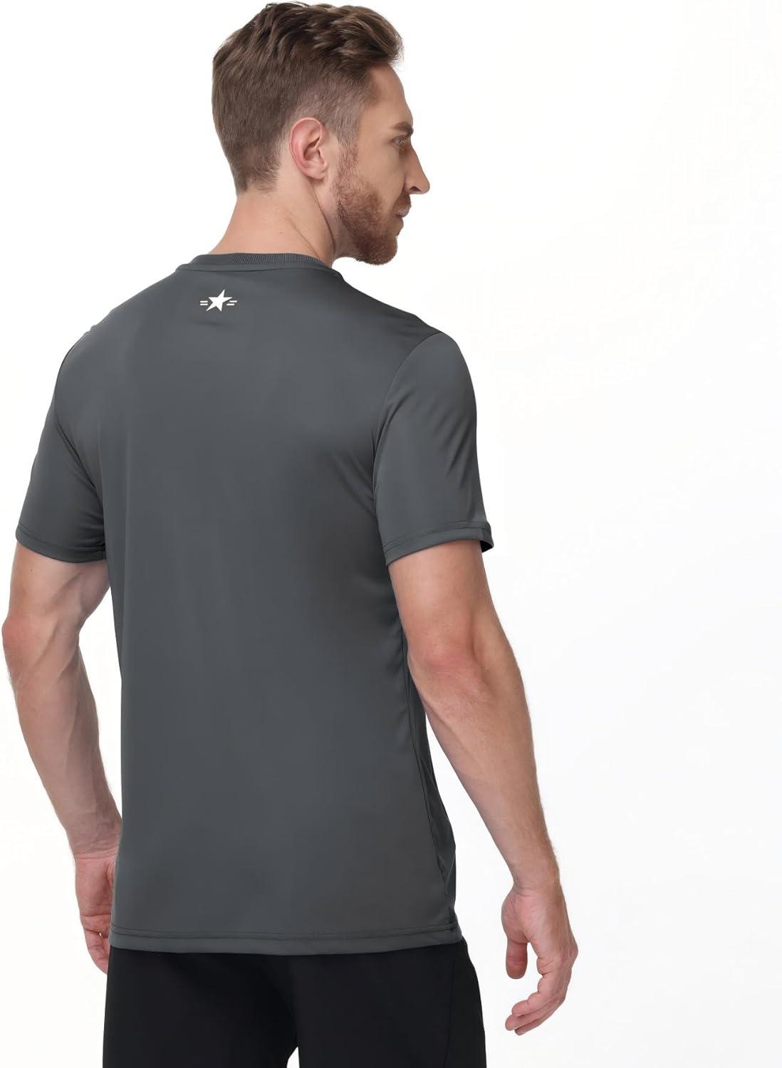 imageZITY Mens Swim Shirt Short Sleeve UPF 50 Sun Protection Fishing Rash Guard TShirts Lightweight Workout Running ShirtsDark Grey