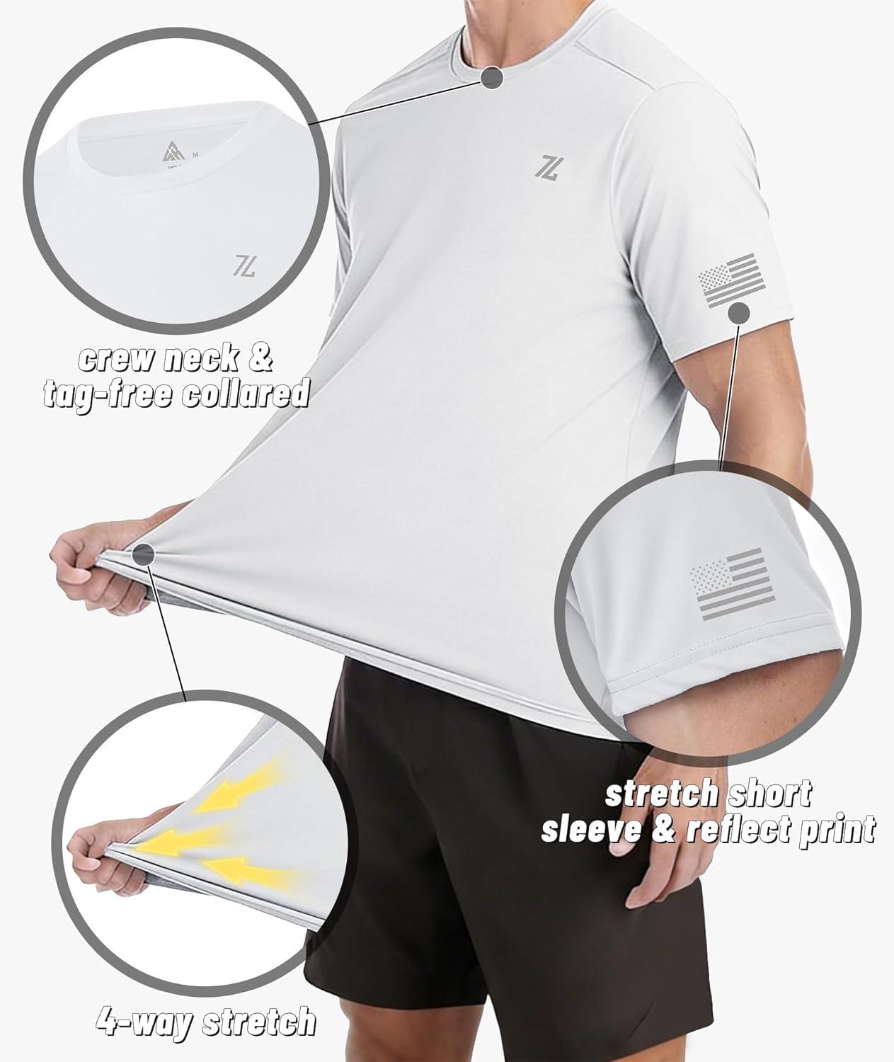 imageZITY Mens Swim Shirt Short Sleeve UPF 50 Sun Protection Fishing Rash Guard TShirts Lightweight Workout Running ShirtsWhite