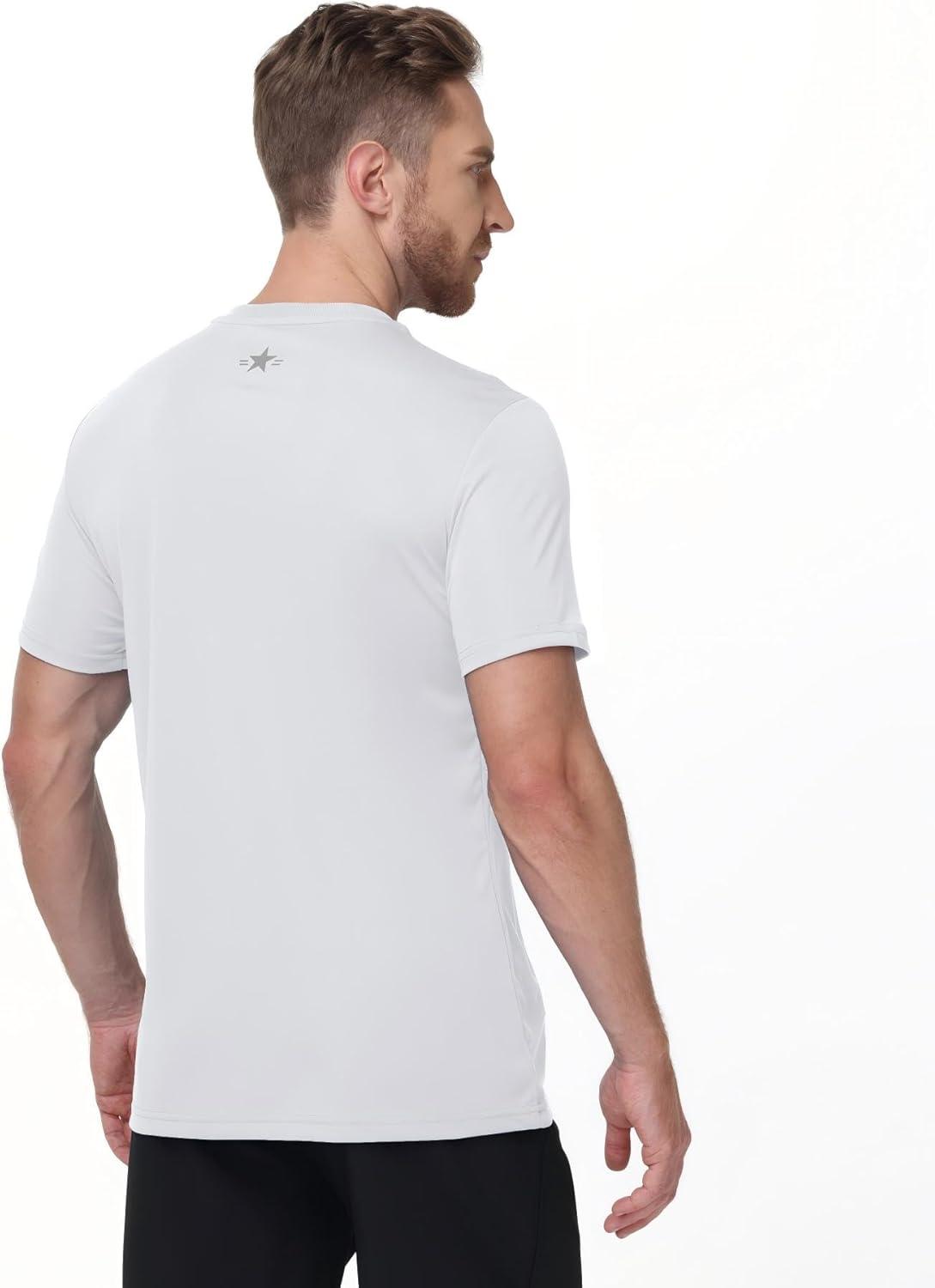imageZITY Mens Swim Shirt Short Sleeve UPF 50 Sun Protection Fishing Rash Guard TShirts Lightweight Workout Running ShirtsWhite