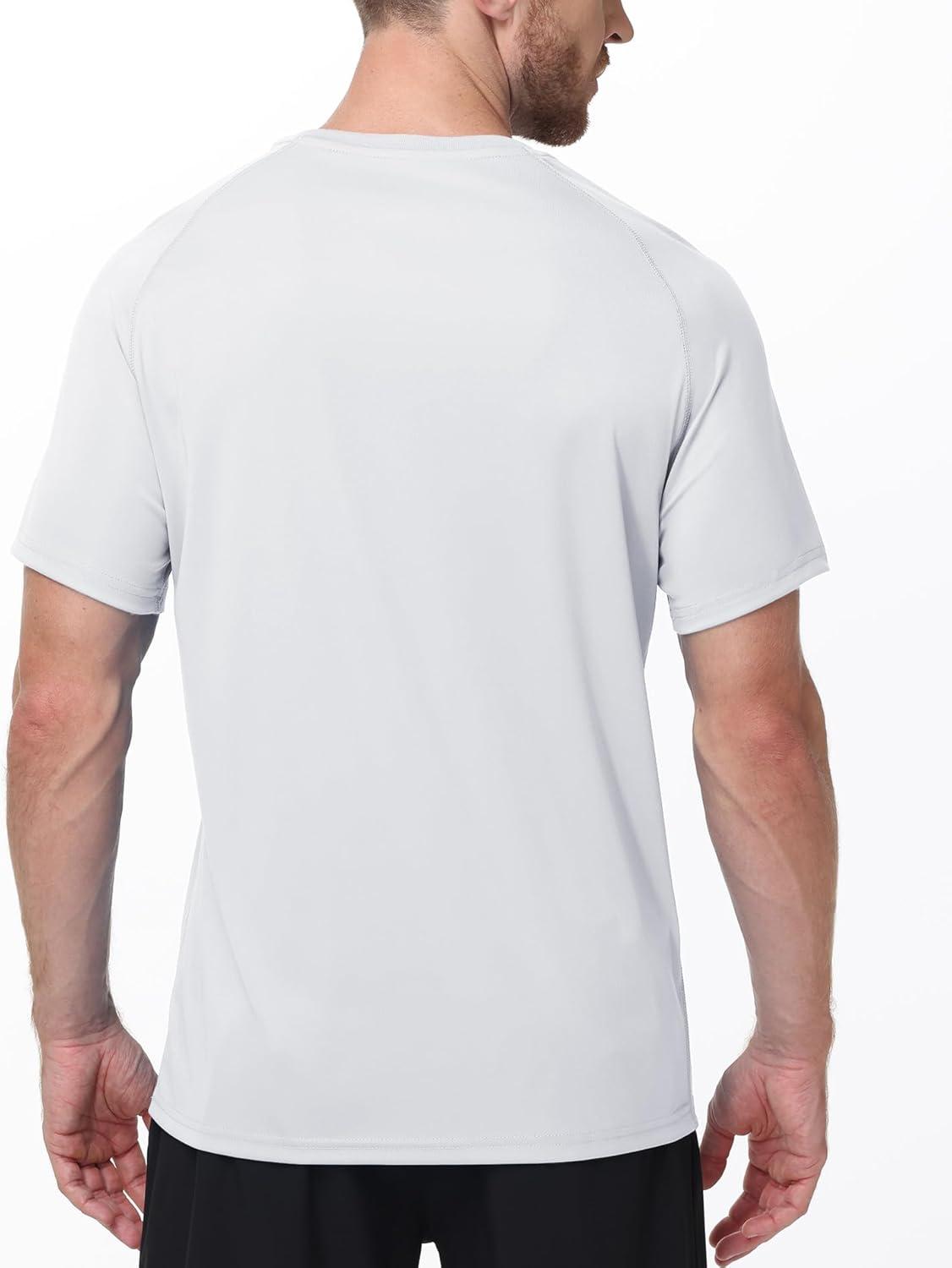 imageZITY Mens UPF 50 Rash Guard Swim Shirt Short Sleeve UV Protection for Swimming Surfing Beach Quick Dry LightweightWhite