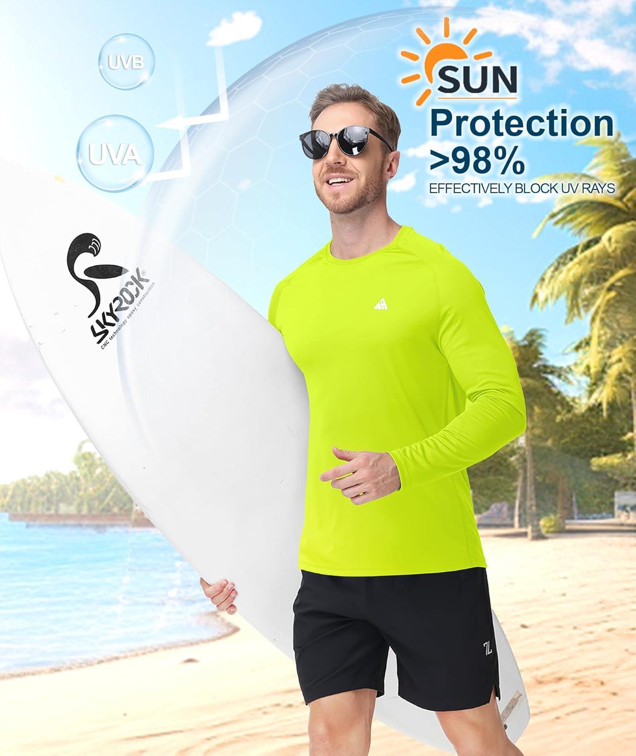 imageZITY Mens UPF 50 Sun Protection Shirts Long Sleeve Lightweight Rash Guard UV SPF Fishing Hiking Running Workout TShirtKelly Green