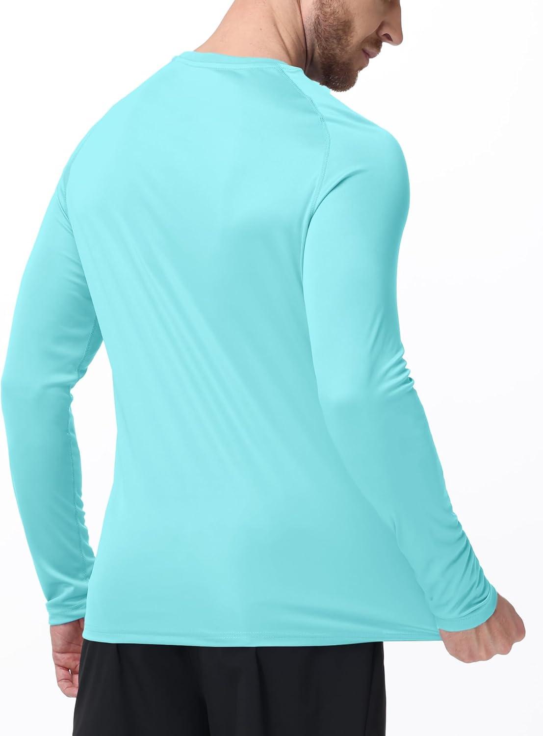 imageZITY Mens UPF 50 Sun Protection Shirts Long Sleeve Lightweight Rash Guard UV SPF Fishing Hiking Running Workout TShirtLight Blue