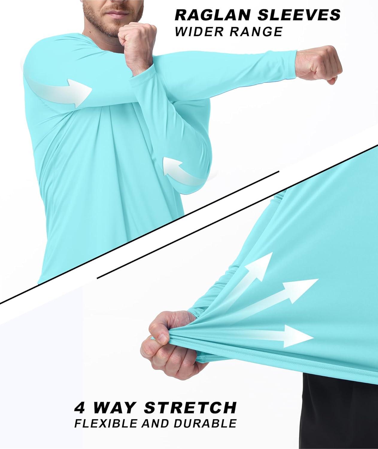 imageZITY Mens UPF 50 Sun Protection Shirts Long Sleeve Lightweight Rash Guard UV SPF Fishing Hiking Running Workout TShirtLight Blue