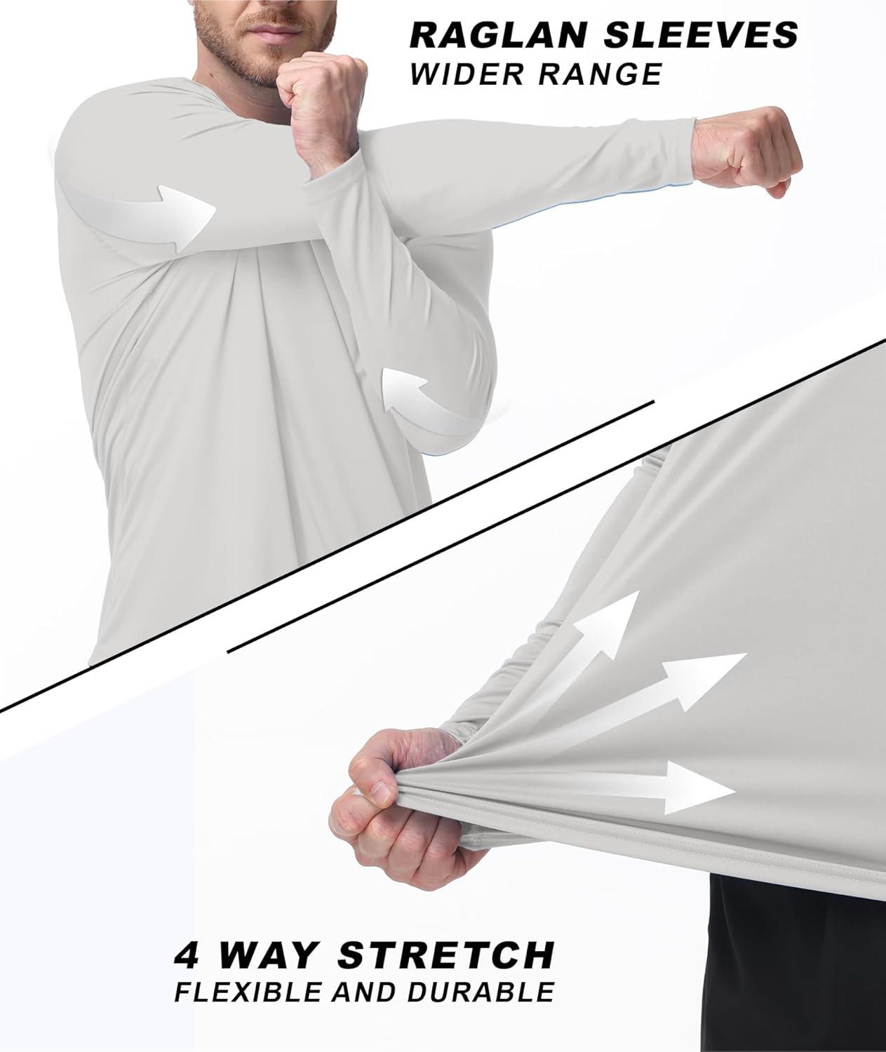 imageZITY Mens UPF 50 Sun Protection Shirts Long Sleeve Lightweight Rash Guard UV SPF Fishing Hiking Running Workout TShirtLight Grey