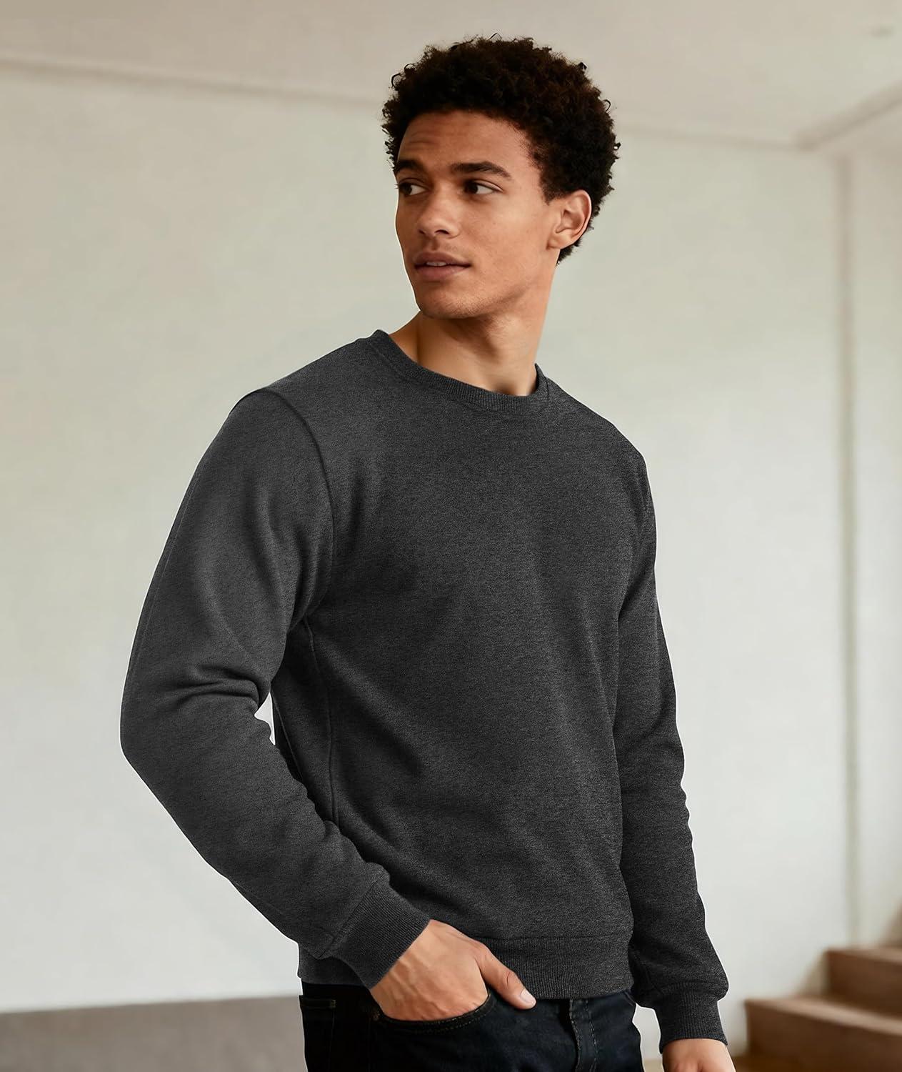 imageZITY Mens Warm Winter Heavy Sweatshirt Fleece Pullover Crewneck Thick Sherpa Lined Thermal Sweatshirts Sherpa SweaterDark Grey