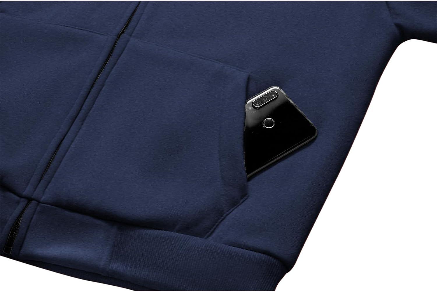 imageZITY Mens Zip Up Hoodie Heavyweight Winter Sweatshirt Fleece Sherpa Lined Warm JacketJet Navy Blue