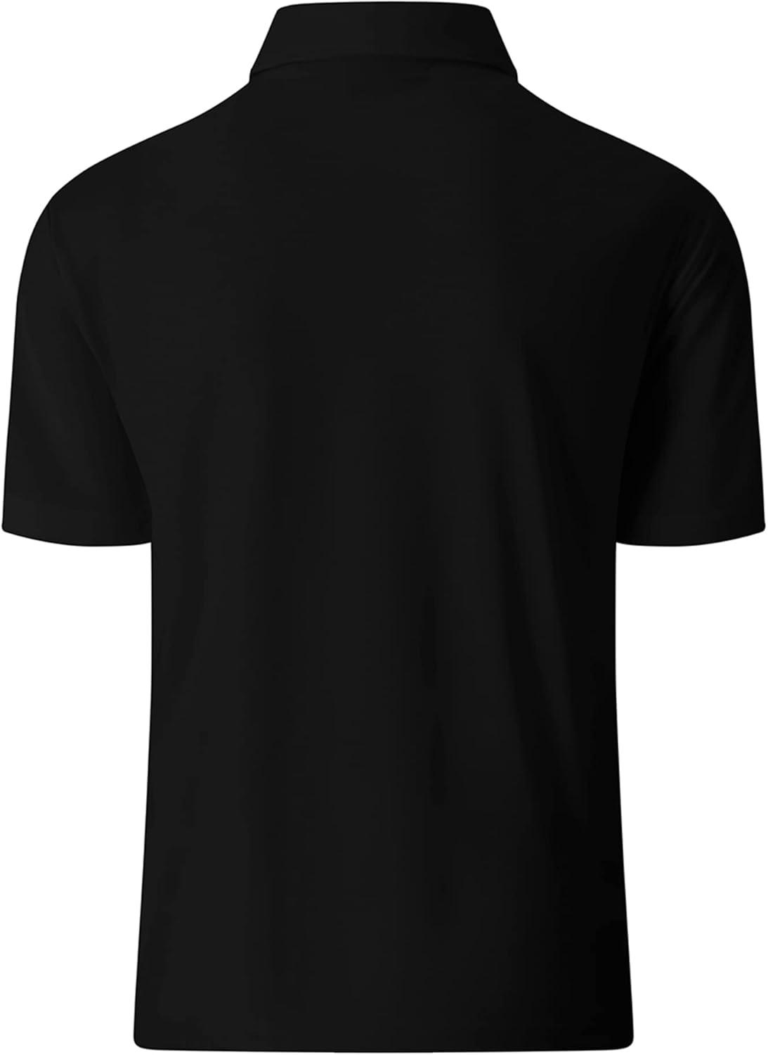 imageZITY Polo Shirts for Men Golf Polo Casual Shirts Short Sleeve Moisture Wicking Collared ShirtsBlack