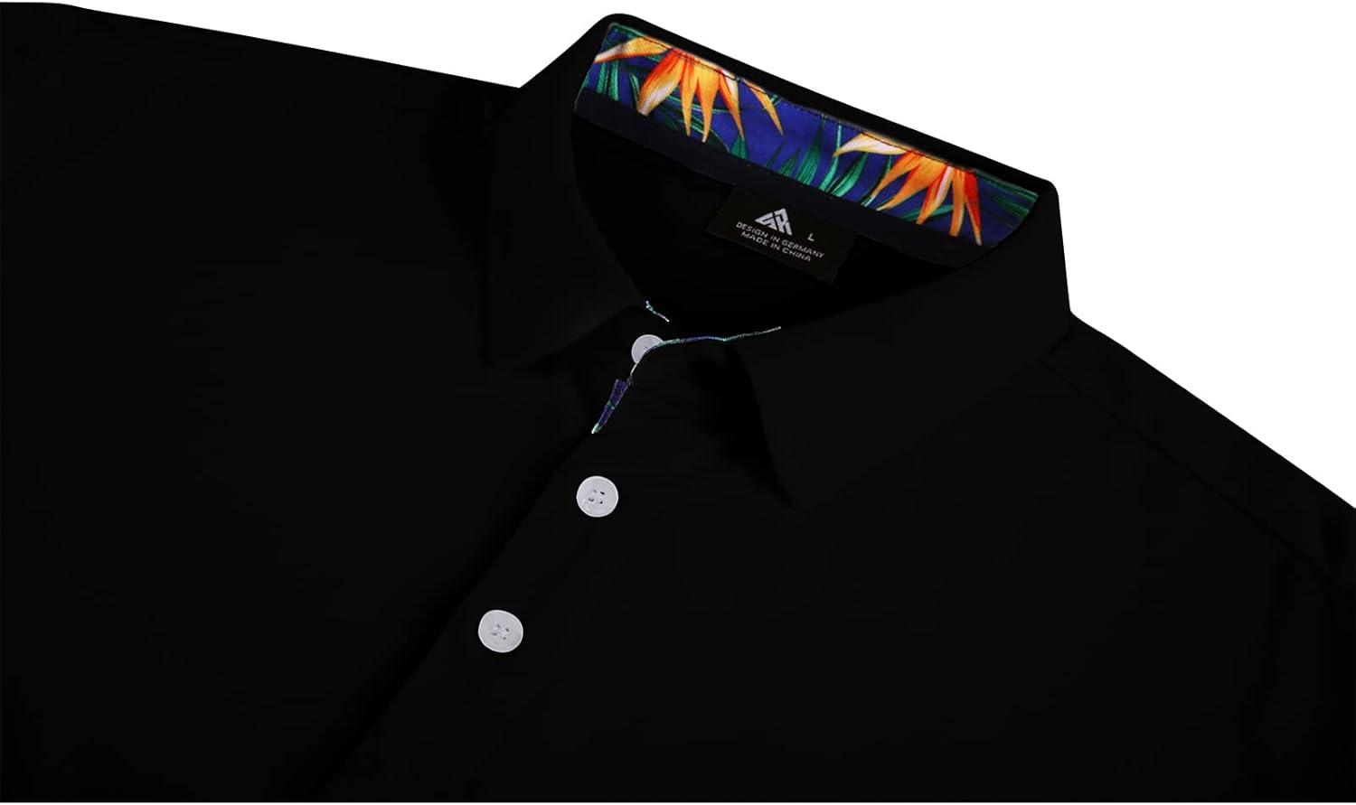 imageZITY Polo Shirts for Men Golf Polo Casual Shirts Short Sleeve Moisture Wicking Collared ShirtsBlack