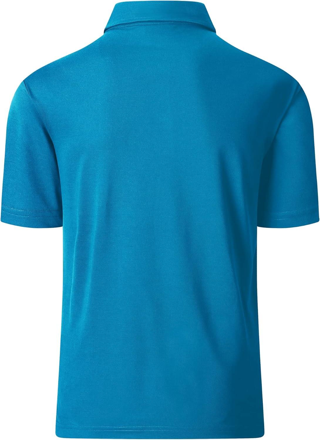 imageZITY Polo Shirts for Men Golf Polo Casual Shirts Short Sleeve Moisture Wicking Collared ShirtsBlue Green