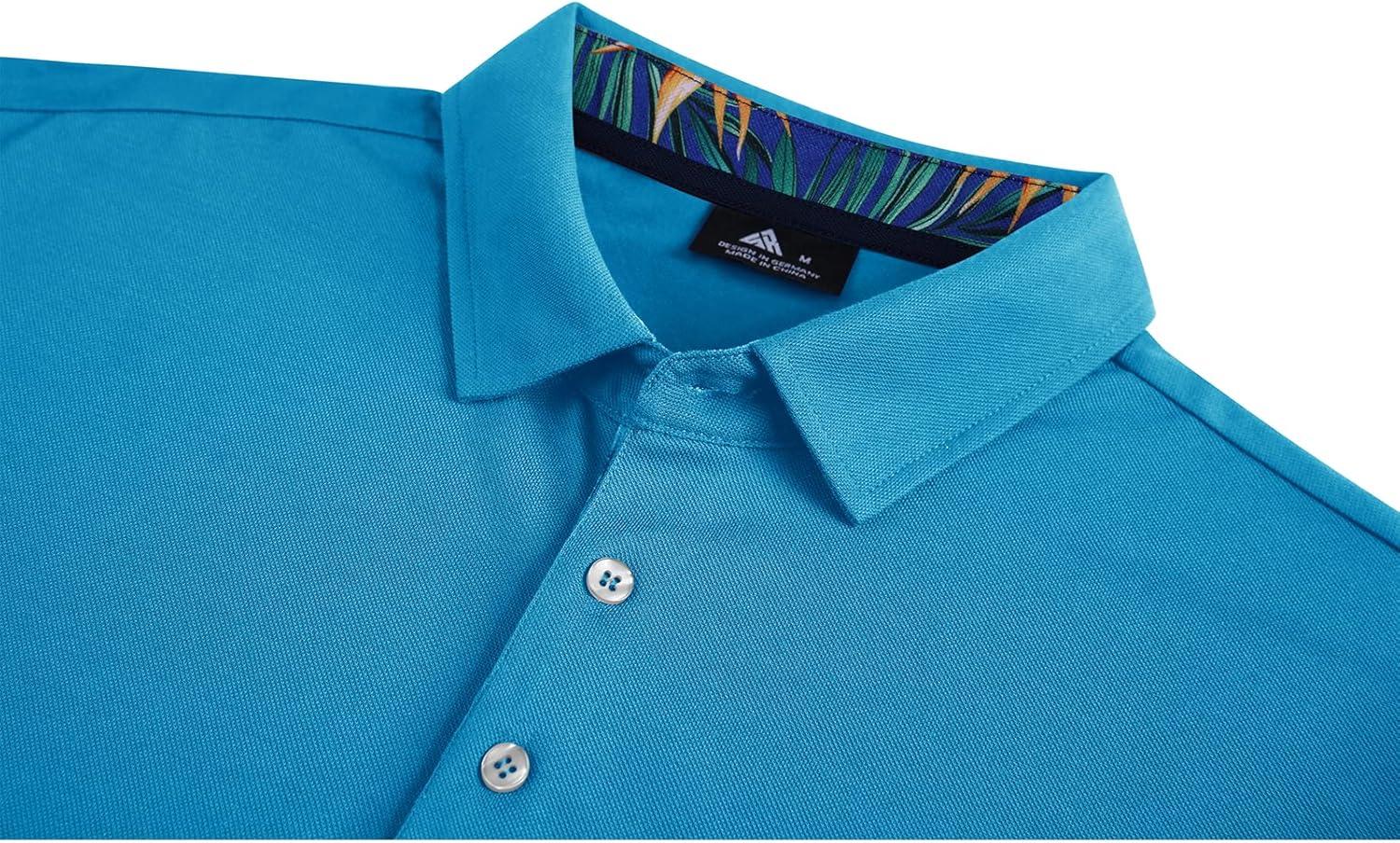 imageZITY Polo Shirts for Men Golf Polo Casual Shirts Short Sleeve Moisture Wicking Collared ShirtsBlue Green