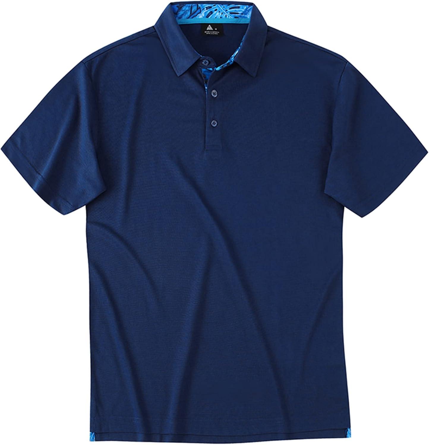 imageZITY Polo Shirts for Men Golf Polo Casual Shirts Short Sleeve Moisture Wicking Collared ShirtsNavy