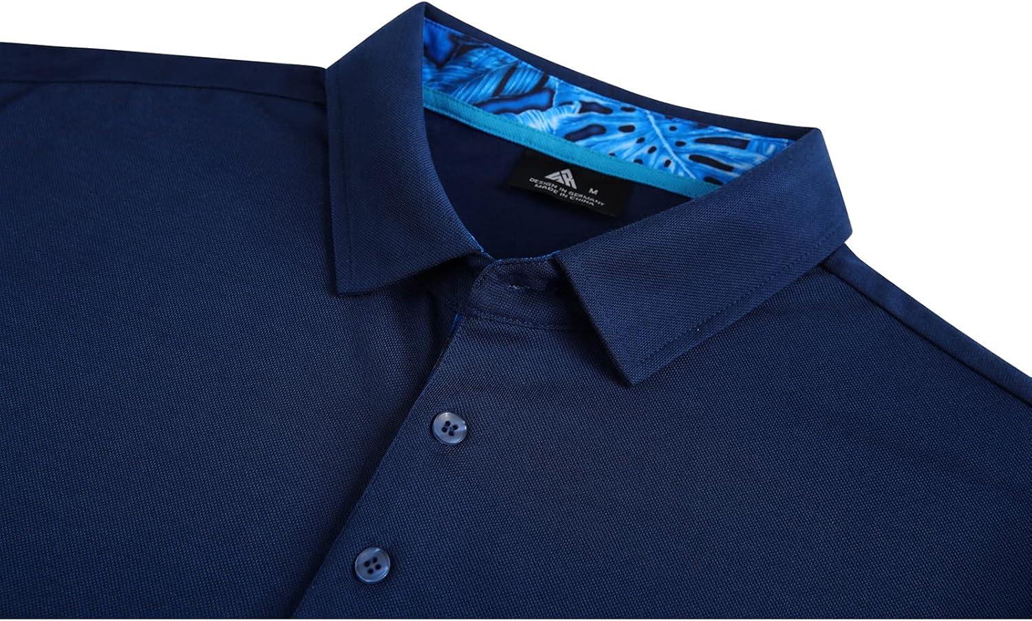 imageZITY Polo Shirts for Men Golf Polo Casual Shirts Short Sleeve Moisture Wicking Collared ShirtsNavy