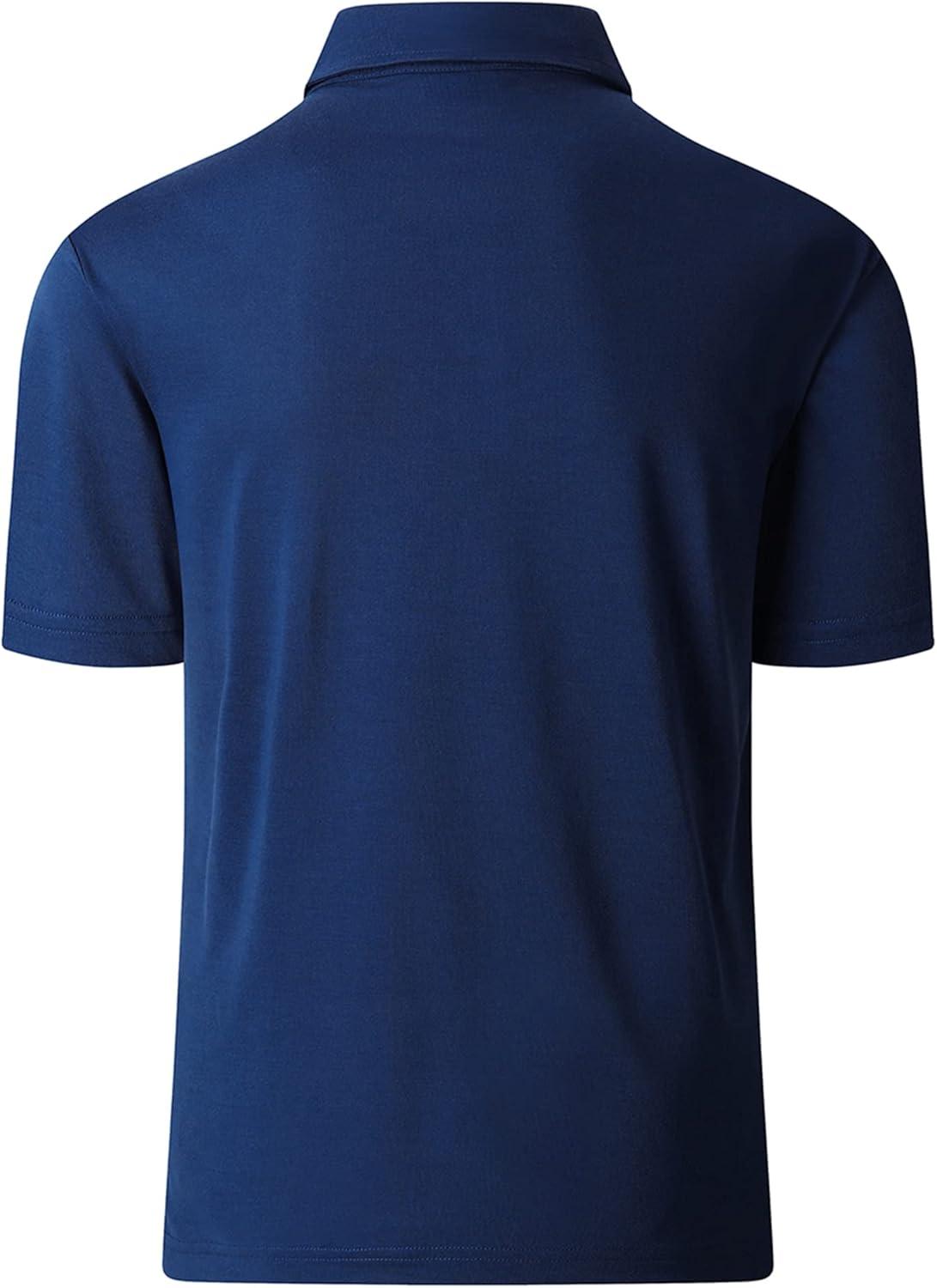 imageZITY Polo Shirts for Men Golf Polo Casual Shirts Short Sleeve Moisture Wicking Collared ShirtsNavy