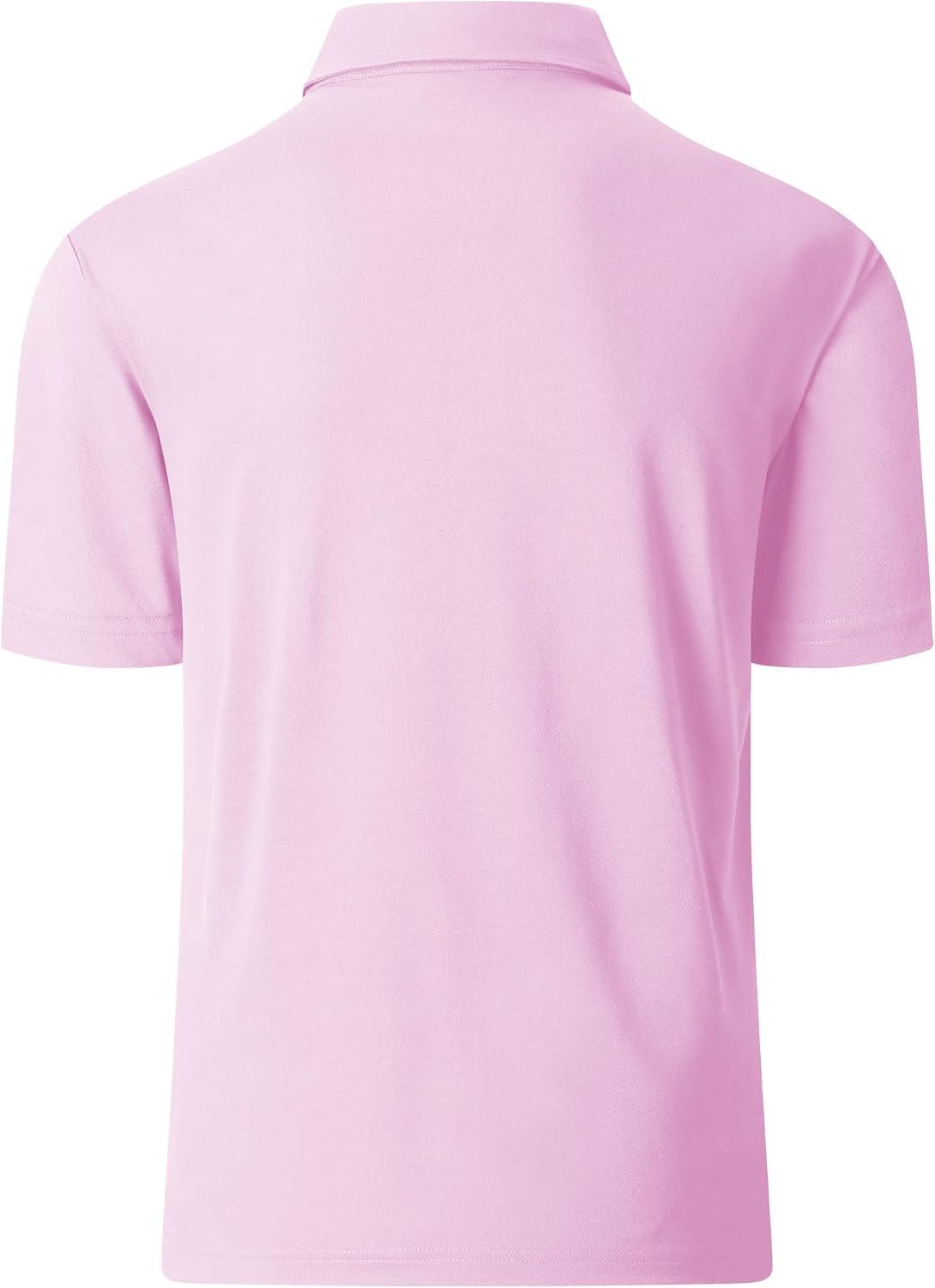 imageZITY Polo Shirts for Men Golf Polo Casual Shirts Short Sleeve Moisture Wicking Collared ShirtsPink
