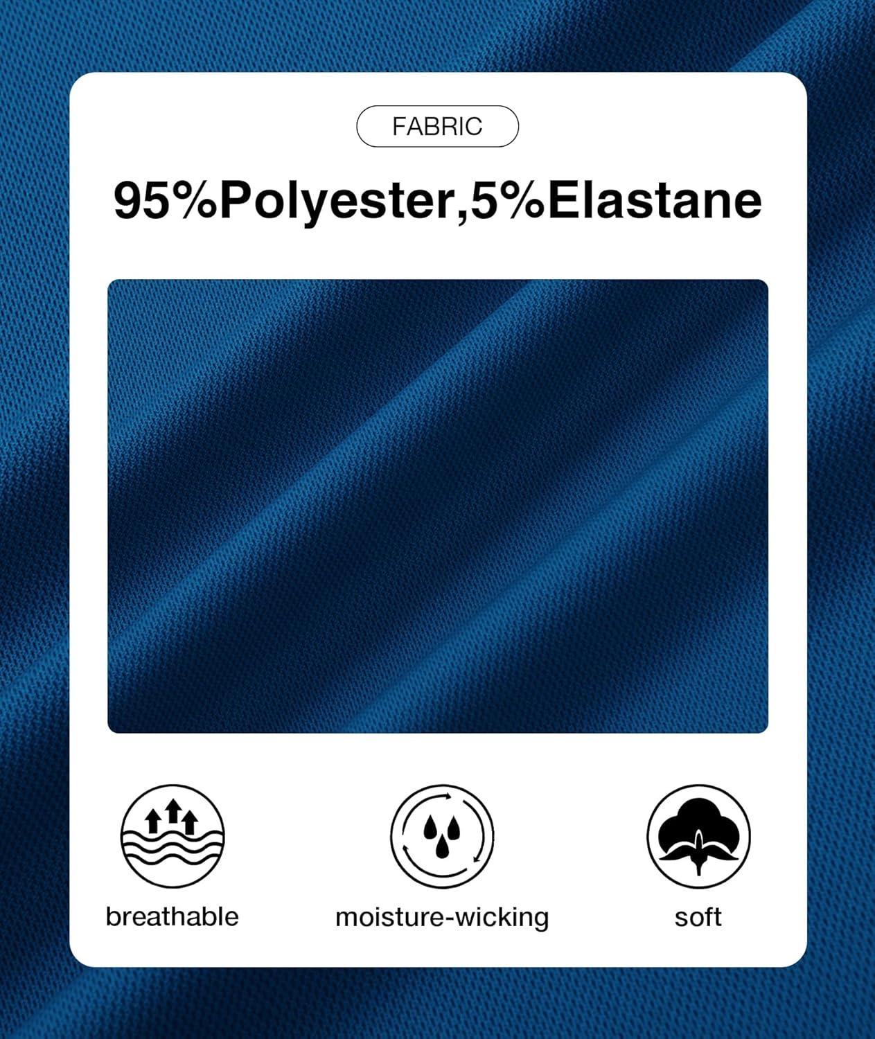 imageZITY Polo Shirts for Men Quarter Zip Casual Shirts Short Sleeve Moisture Wicking Golf Polo Collared ShirtsRoyal Blue