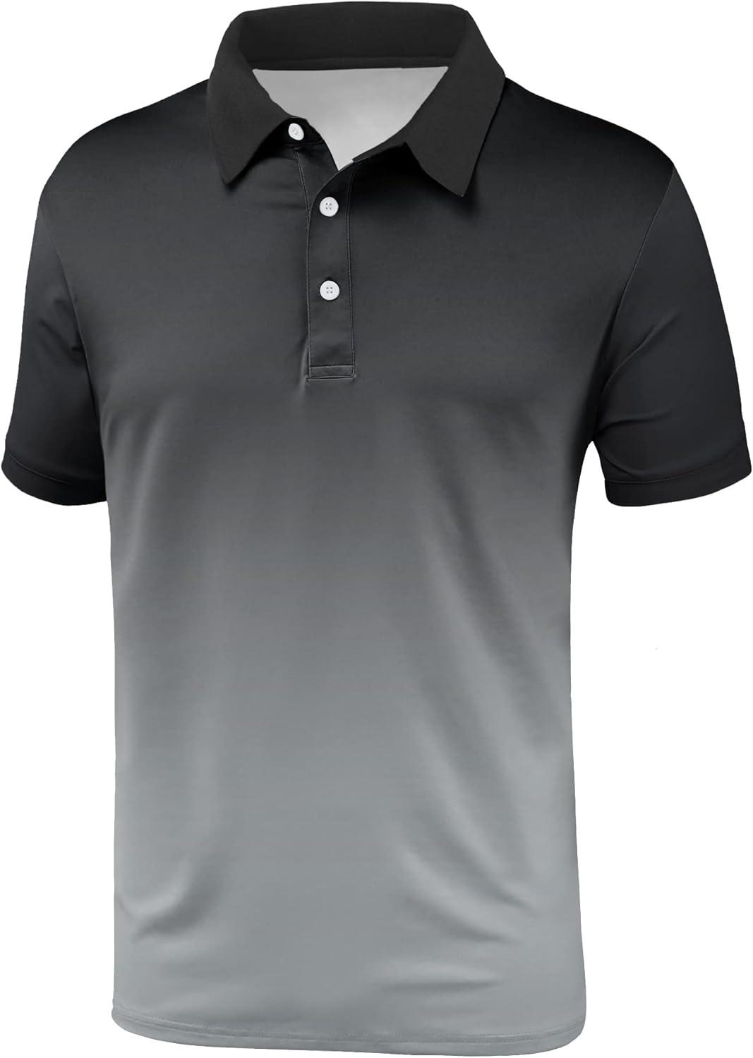 imageZITY Polo Shirts for Men Short Sleeve Button Down Collar Gradient Shirts MoistureWicking Athletic Mens Golf Polo ShirtBgr