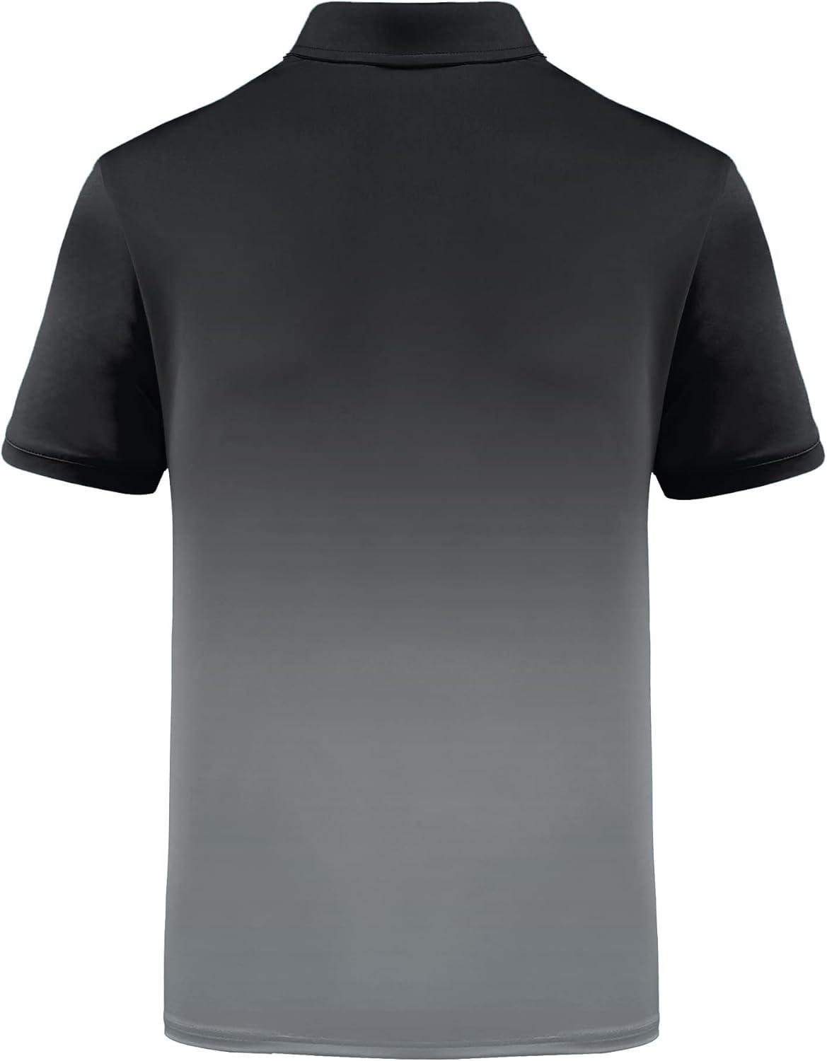 imageZITY Polo Shirts for Men Short Sleeve Button Down Collar Gradient Shirts MoistureWicking Athletic Mens Golf Polo ShirtBgr