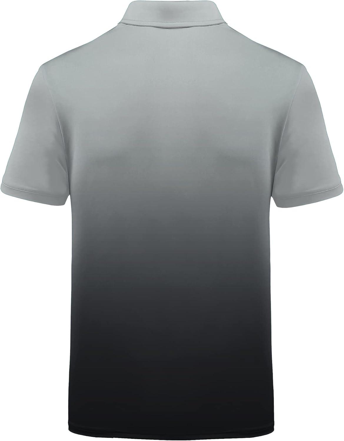 imageZITY Polo Shirts for Men Short Sleeve Button Down Collar Gradient Shirts MoistureWicking Athletic Mens Golf Polo ShirtGrb