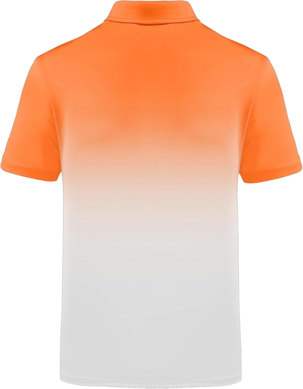 imageZITY Polo Shirts for Men Short Sleeve Button Down Collar Gradient Shirts MoistureWicking Athletic Mens Golf Polo ShirtT02