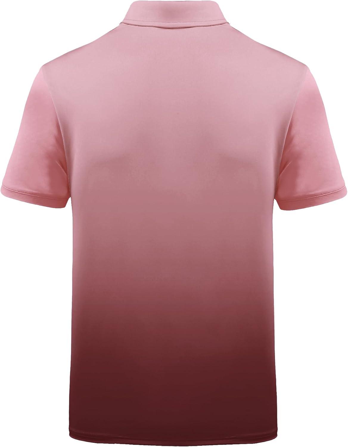 imageZITY Polo Shirts for Men Short Sleeve Button Down Collar Gradient Shirts MoistureWicking Athletic Mens Golf Polo ShirtT03