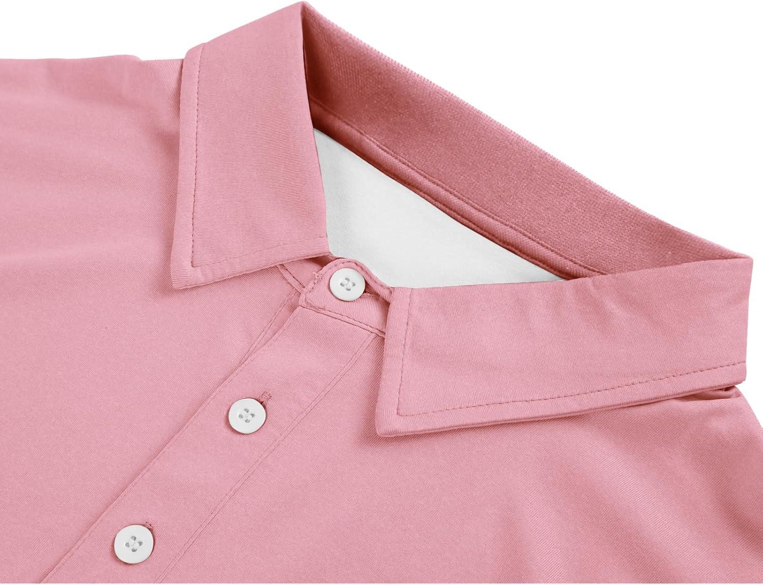 imageZITY Polo Shirts for Men Short Sleeve Button Down Collar Gradient Shirts MoistureWicking Athletic Mens Golf Polo ShirtT03