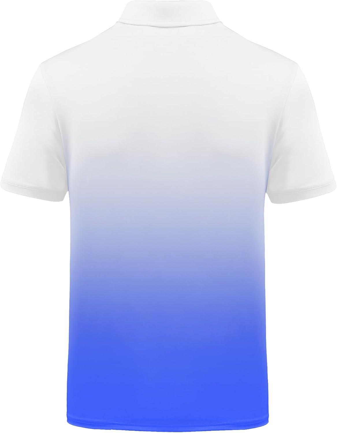 imageZITY Polo Shirts for Men Short Sleeve Button Down Collar Gradient Shirts MoistureWicking Athletic Mens Golf Polo ShirtT04