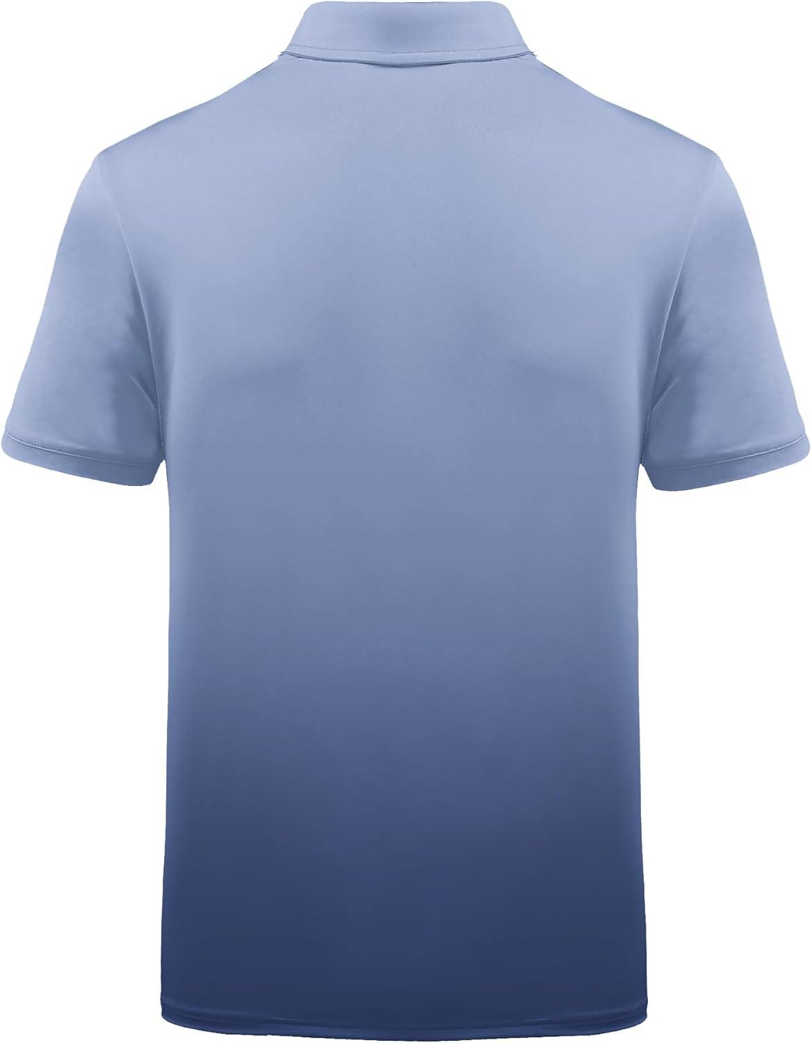 imageZITY Polo Shirts for Men Short Sleeve Button Down Collar Gradient Shirts MoistureWicking Athletic Mens Golf Polo ShirtT06