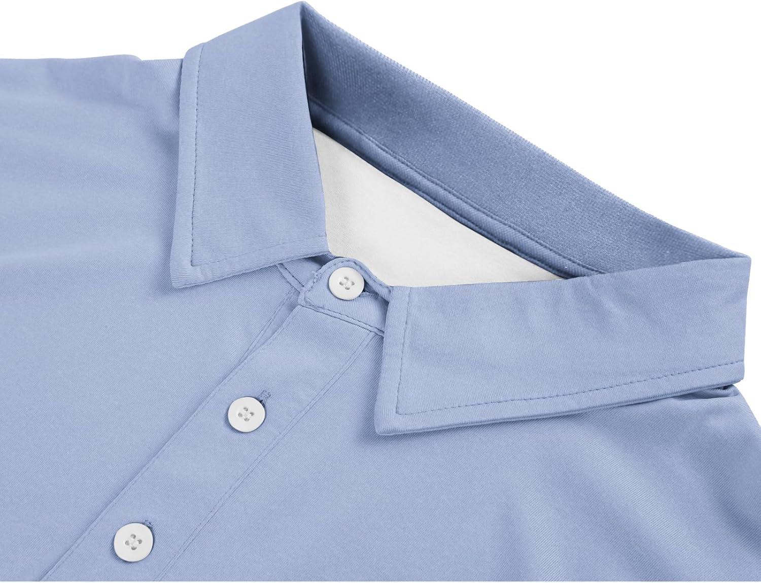 imageZITY Polo Shirts for Men Short Sleeve Button Down Collar Gradient Shirts MoistureWicking Athletic Mens Golf Polo ShirtT06