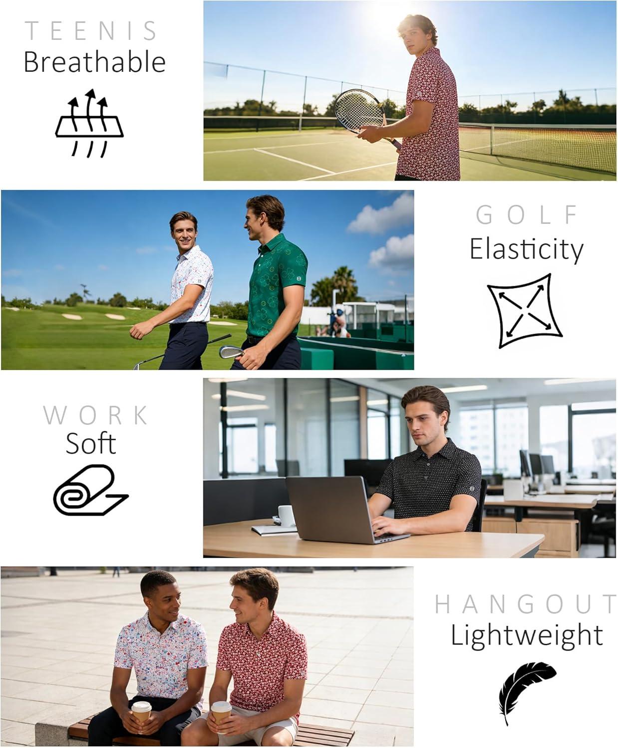 imageZITY Select Mens Golf Polo Shirts 50 UPF Short Sleeve QuickDry Performance Print Golf ShirtBlack Bubbles