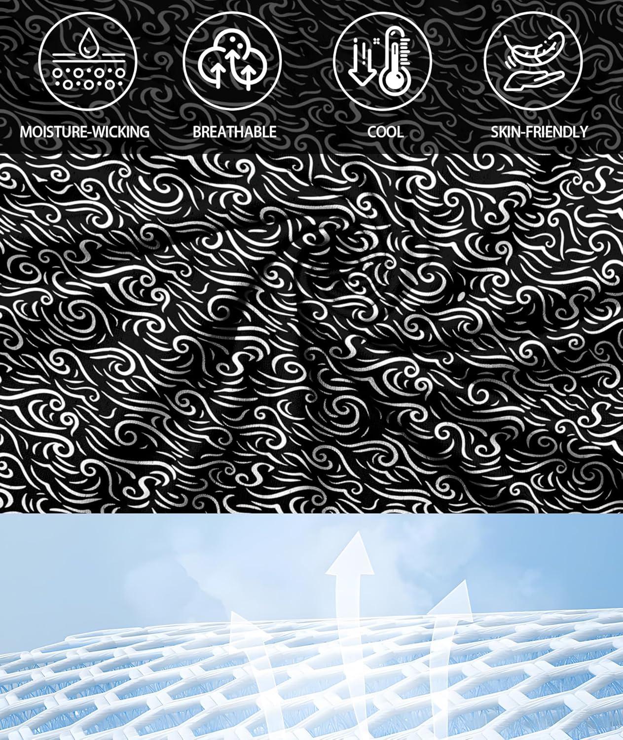 imageZITY Select Mens Golf Polo Shirts 50 UPF Short Sleeve QuickDry Performance Print Golf ShirtBlack Waves