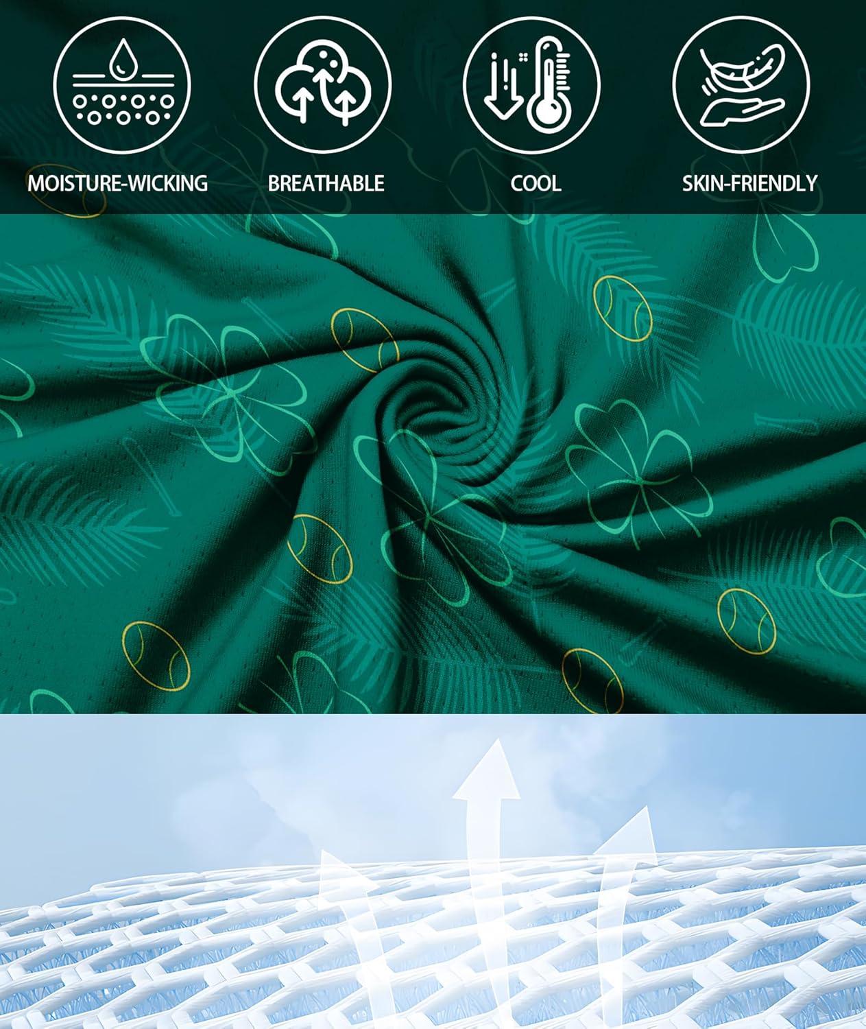 imageZITY Select Mens Golf Polo Shirts 50 UPF Short Sleeve QuickDry Performance Print Golf ShirtFour Leaf Clover Golf