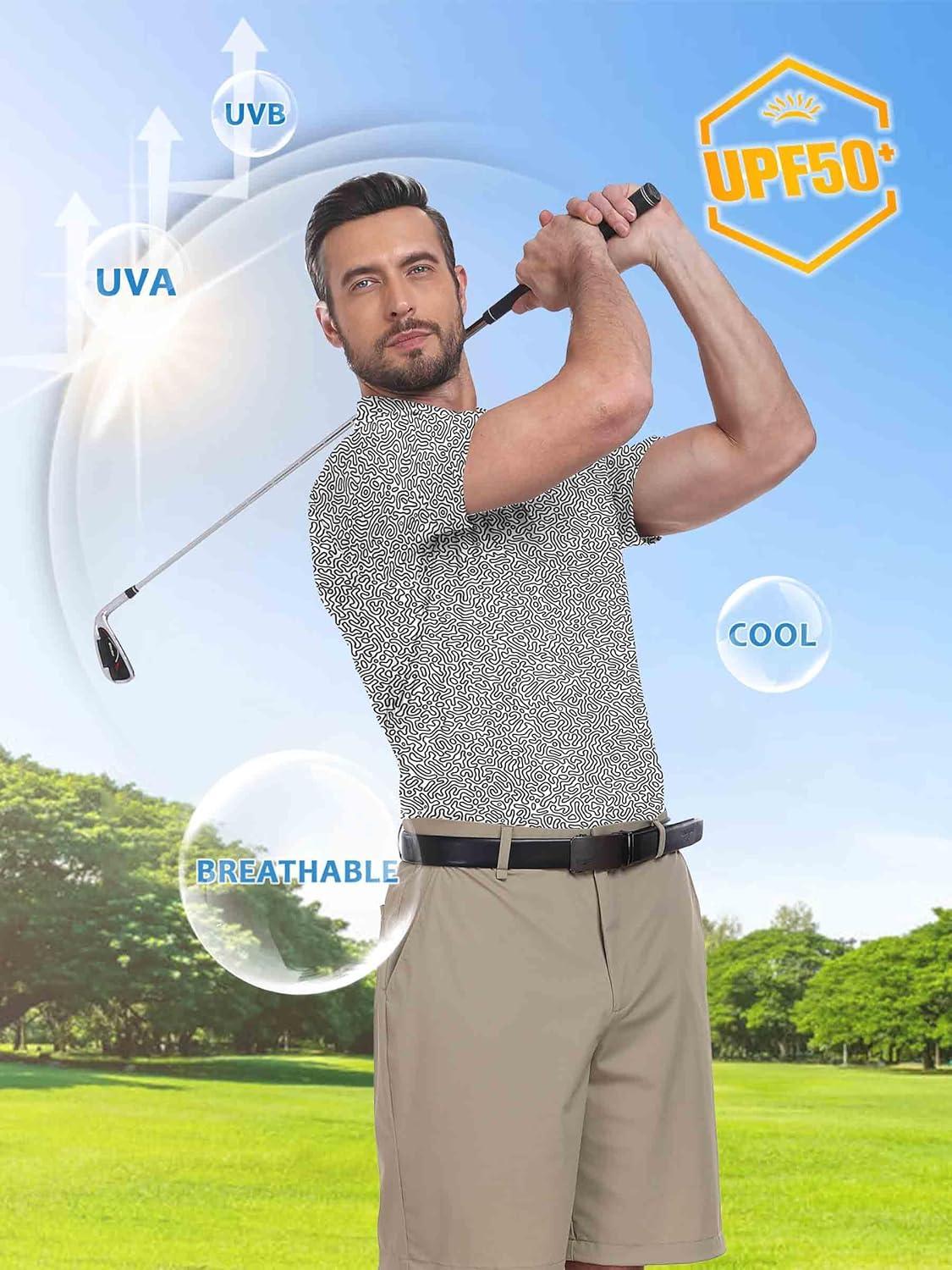 imageZITY Select Mens Golf Shirts Short Sleeve Print Performance Polo Moisture Wicking Casual Collared Golf Shirts for MenBlack White Dot Texture