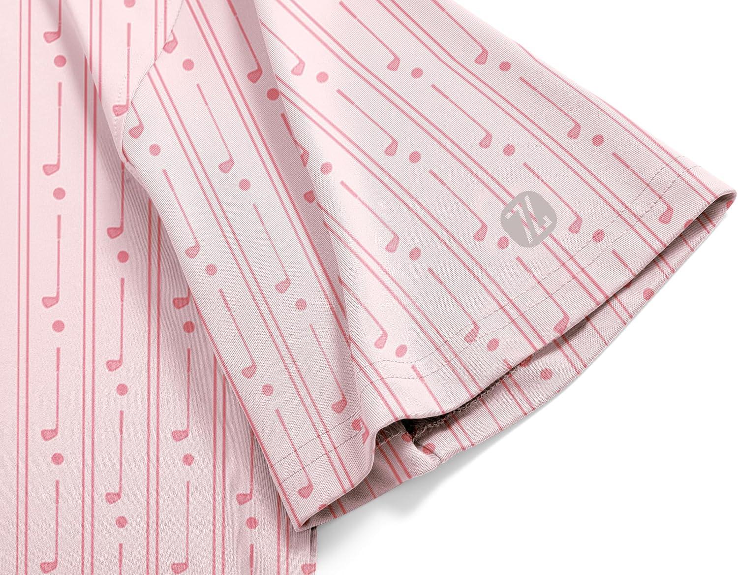 imageZITY Select Mens Golf Shirts Short Sleeve Print Performance Polo Moisture Wicking Casual Collared Golf Shirts for MenPink Golf Club