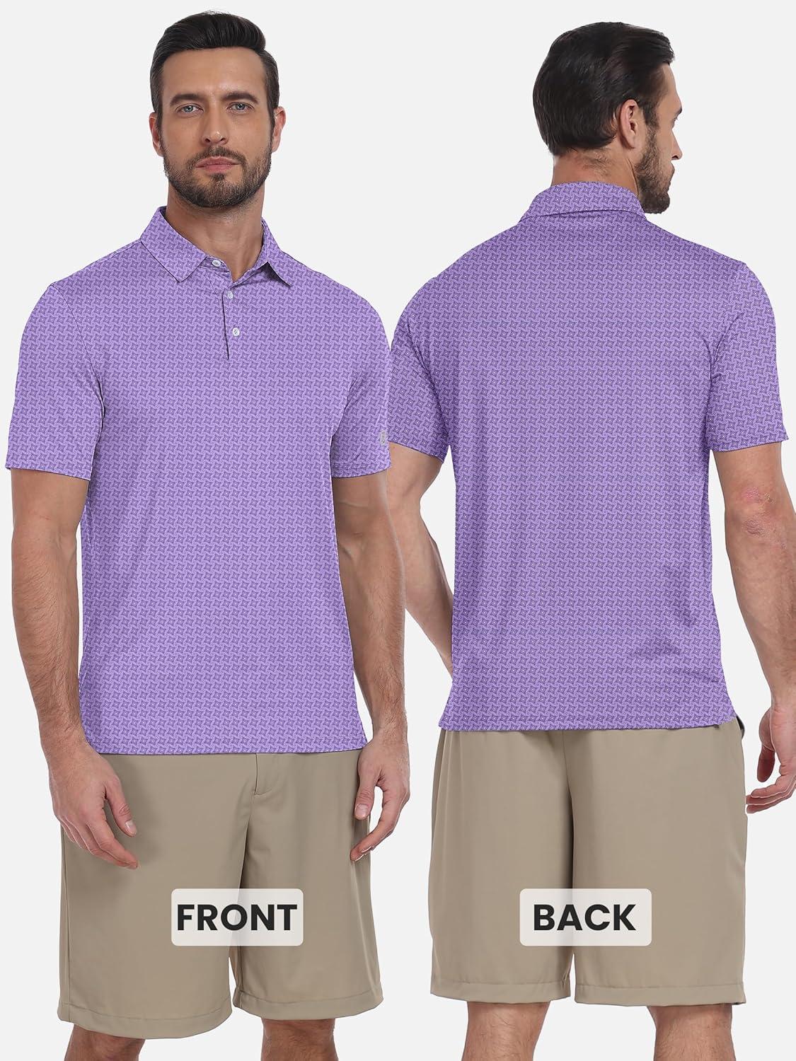imageZITY Select Mens Golf Shirts Short Sleeve Print Performance Polo Moisture Wicking Casual Collared Golf Shirts for MenPurple Snowflake Geometry