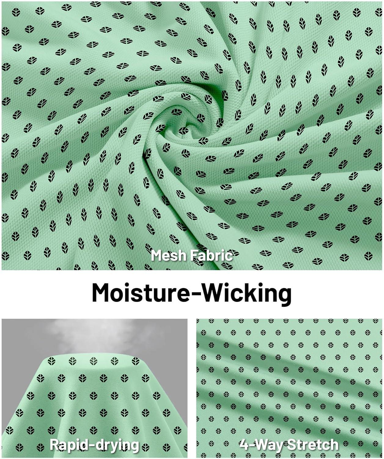 imageZITY Select Mens Golf Shirts Short Sleeve Print Performance Polo Moisture Wicking Casual Collared Golf Shirts for MenViridescent Leaf