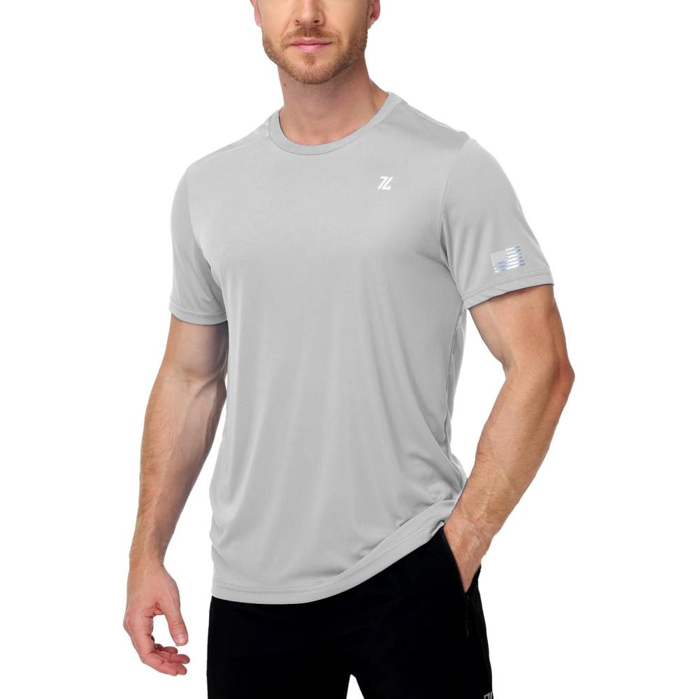 imageSwim TShirts for Men UPF 50 Sun Protection Rash Guard Fast Dry Moisture Wicking for Athletic Activities amp FishingGrey