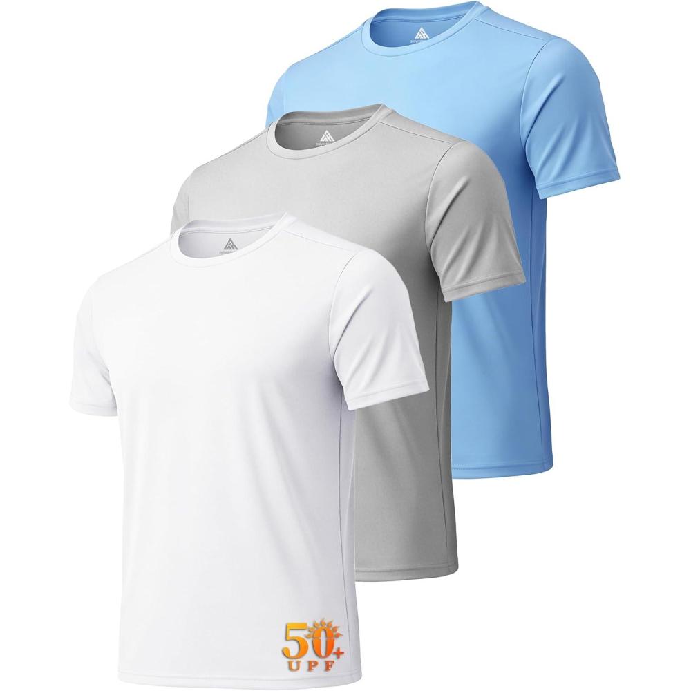 imageZITY 3 Pack T Shirts for Men UPF 50 Workout Swim Shirt Fast Dry Moisture Wicking Athletic TShirts for Running Gym3 Packlight Gray  Light Blue  White