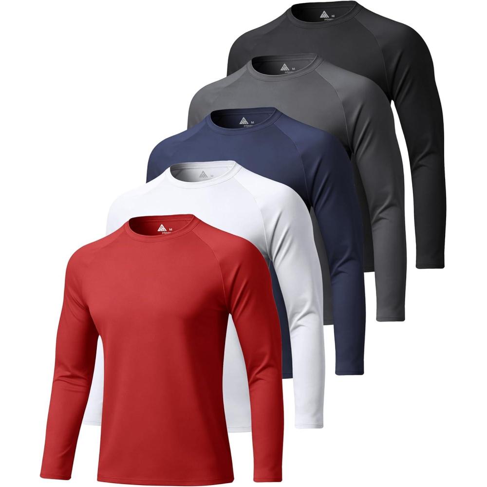 imageZITY 5 Pack Long Sleeve Shirts for Men UPF 50 Sun Protection Fast Dry Lightweight Fishing Swim Rash Guard Workout Shirt5 Packdark GreyDark BlueWhiteBurgundyBlack
