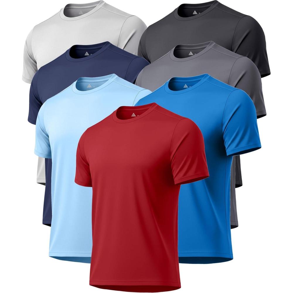 imageZITY 7 Pack TShirts for Men Rashguard UPF 50 Athletic Workout Tee Shirt Sun Protection Fast Dry Moisture Wicking Swim Shirt7 Packlight BlueSky BlueDark BlueBurgundyLight GreyDark GreyBlack