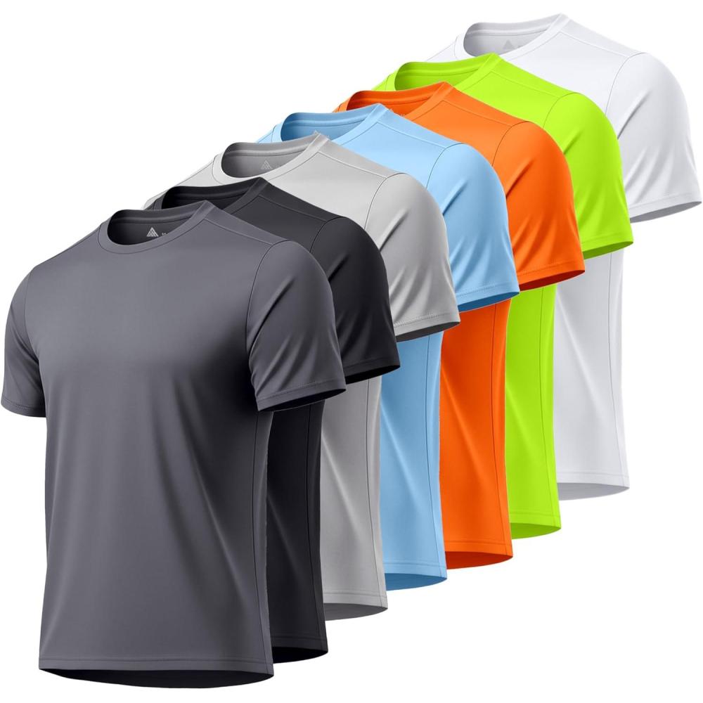 imageZITY 7 Pack TShirts for Men Rashguard UPF 50 Athletic Workout Tee Shirt Sun Protection Fast Dry Moisture Wicking Swim Shirt7 Packlight GreyNeon GreenOrangeDark GreyBlackLight BlueWhite