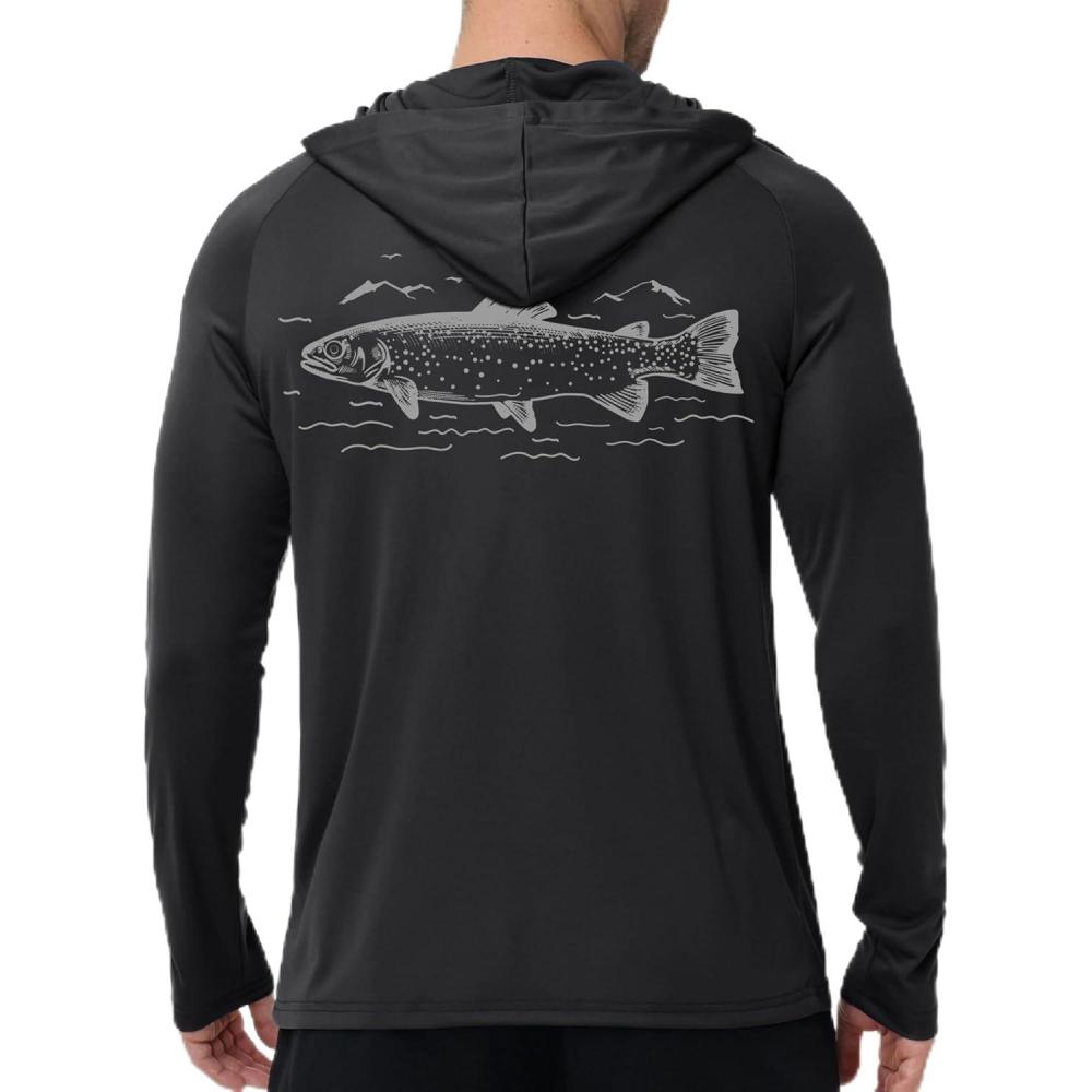 imageZITY Fishing Shirts for Men UPF 50 Sun Protection Hoodie Long Sleeve Rash Guard Lightweight UV Shirt Swimming HikingDark Grey
