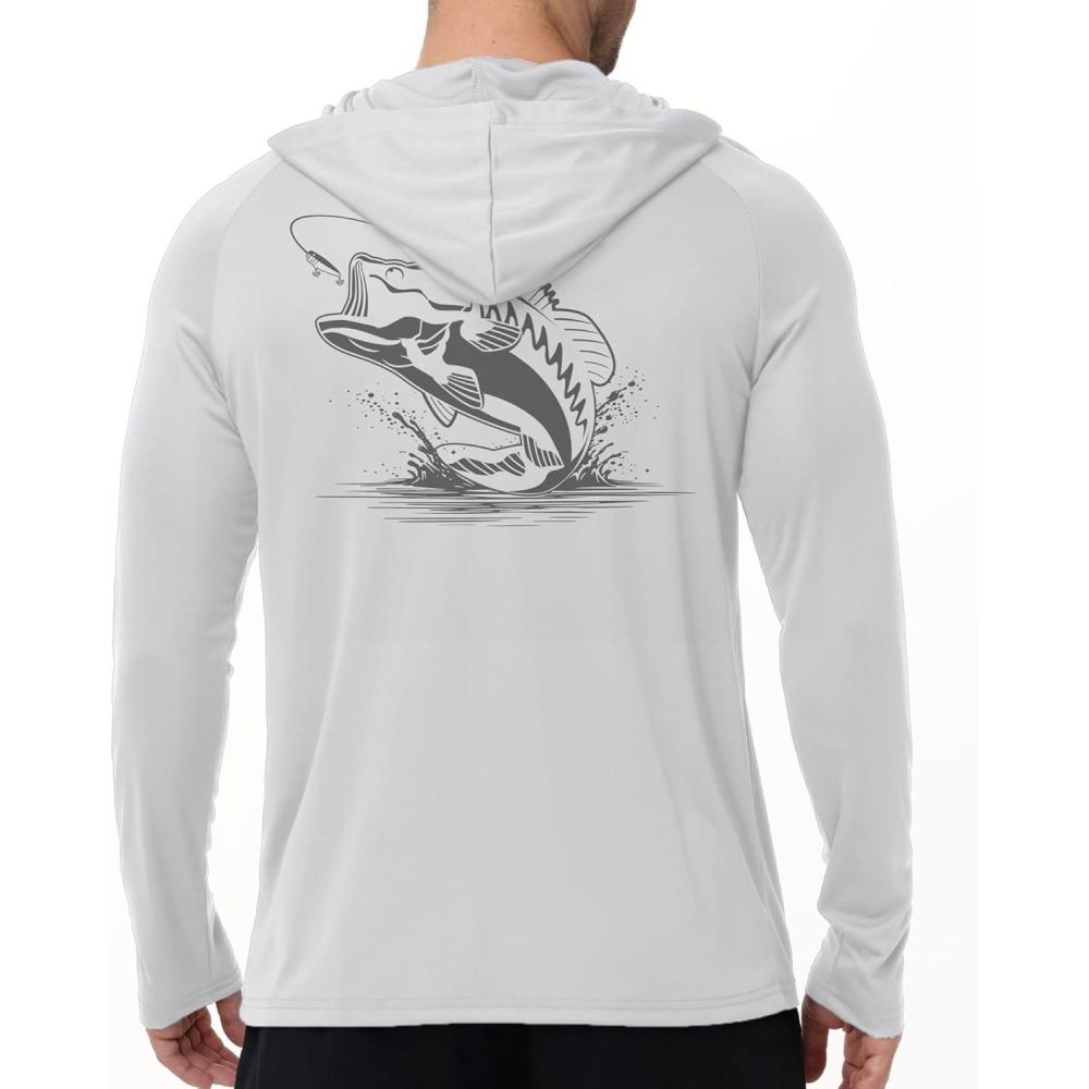 imageZITY Fishing Shirts for Men UPF 50 Sun Protection Hoodie Long Sleeve Rash Guard Lightweight UV Shirt Swimming HikingWhite