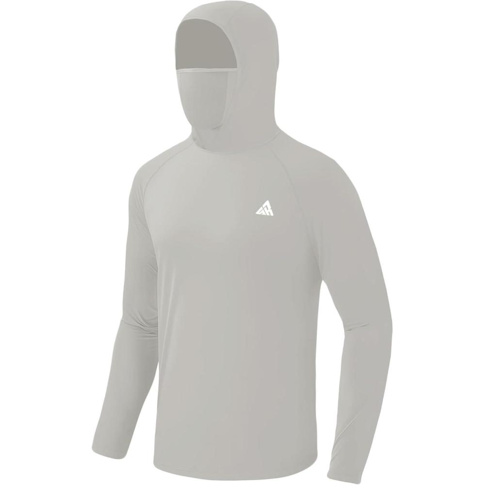 imageZITY Fishing Shirts for Men with Mask UPF 50 UV Sun Protection Rash Guard Long Sleeve HoodieGray