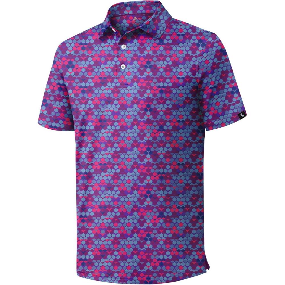 imageZITY Golf Shirts for Men Short Sleeve Print Polo Shirt Moisture Wicking Regular Fit Casual Beach PoloBlue Purple