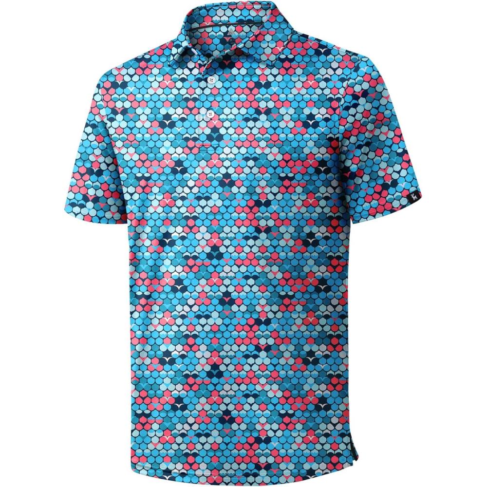 imageZITY Golf Shirts for Men Short Sleeve Print Polo Shirt Moisture Wicking Regular Fit Casual Beach PoloColored Sunglasses