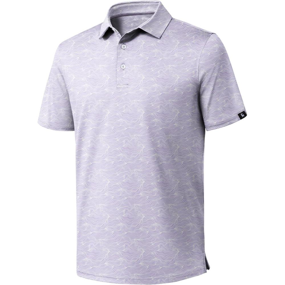 imageZITY Golf Shirts for Men Short Sleeve Print Polo Shirt Moisture Wicking Regular Fit Casual Beach PoloMauve Line