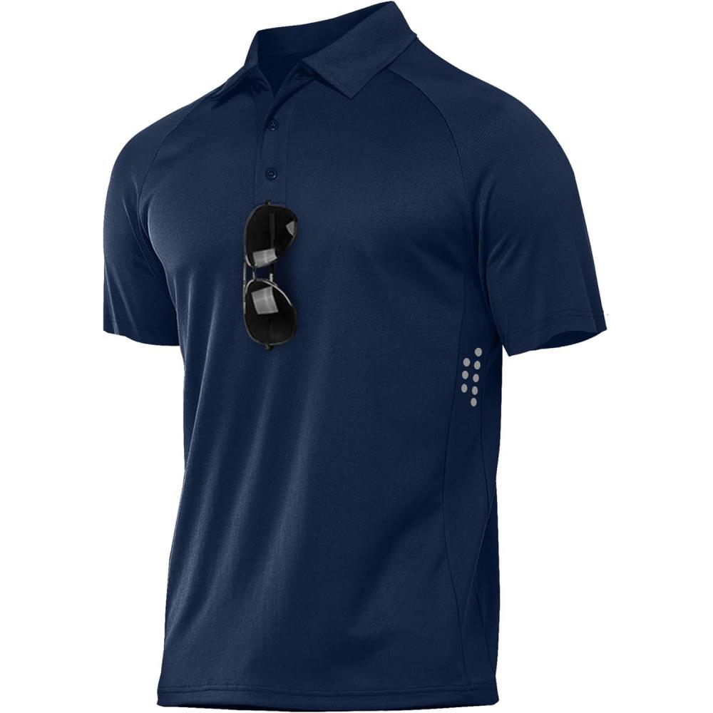 imageZITY Mens Athletic Polo Shirts Performance Short Sleeve TShirts Golf Sports Hiking PolosNavy