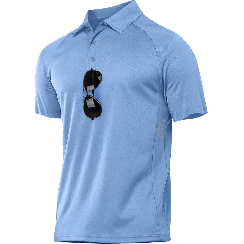 imageZITY Mens Athletic Polo Shirts Performance Short Sleeve TShirts Golf Sports Hiking PolosSky Blue